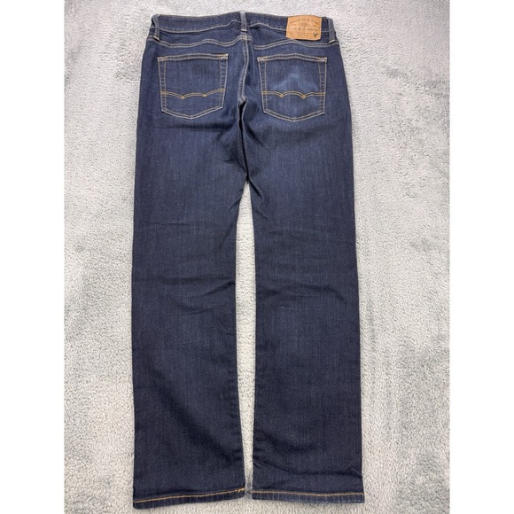 American Eagle Extreme Flex Jeans Men 34x32 Blue Slim Straight Distress Denim - Picture 4 of 10